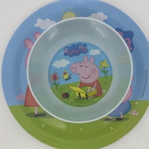 Peppa Pig Blue Kids Bowl and Plate Set